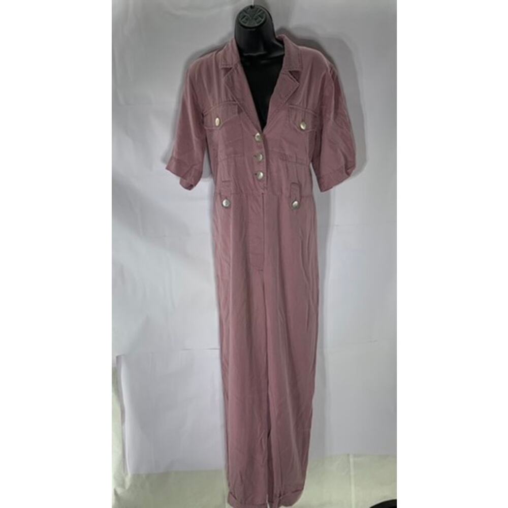 NATIVE YOUTH Women's Purple Half-Button The Amelia Elbow Sleeve Jumpsuit SZ S